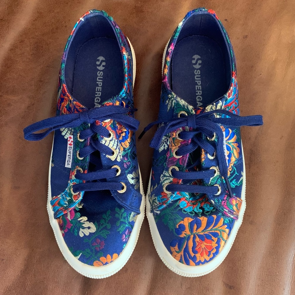SUPERGA Korelaw Embroidered Satin Lace Up Sneakers - Size 7/37.5